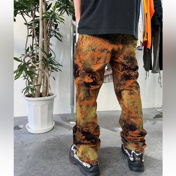 Vintage Jean Paul Gaultier Moss Camo Dead Stock Velvet Grunge Camo straight low - Picture 2 of 16